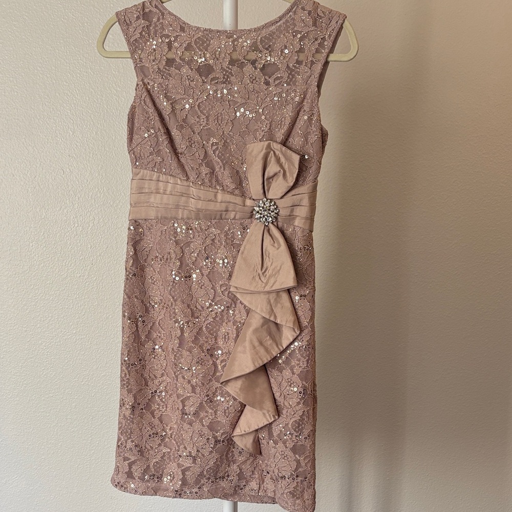 Jessica Howard Dusty Rose Lace Cocktail Dress with Sequins